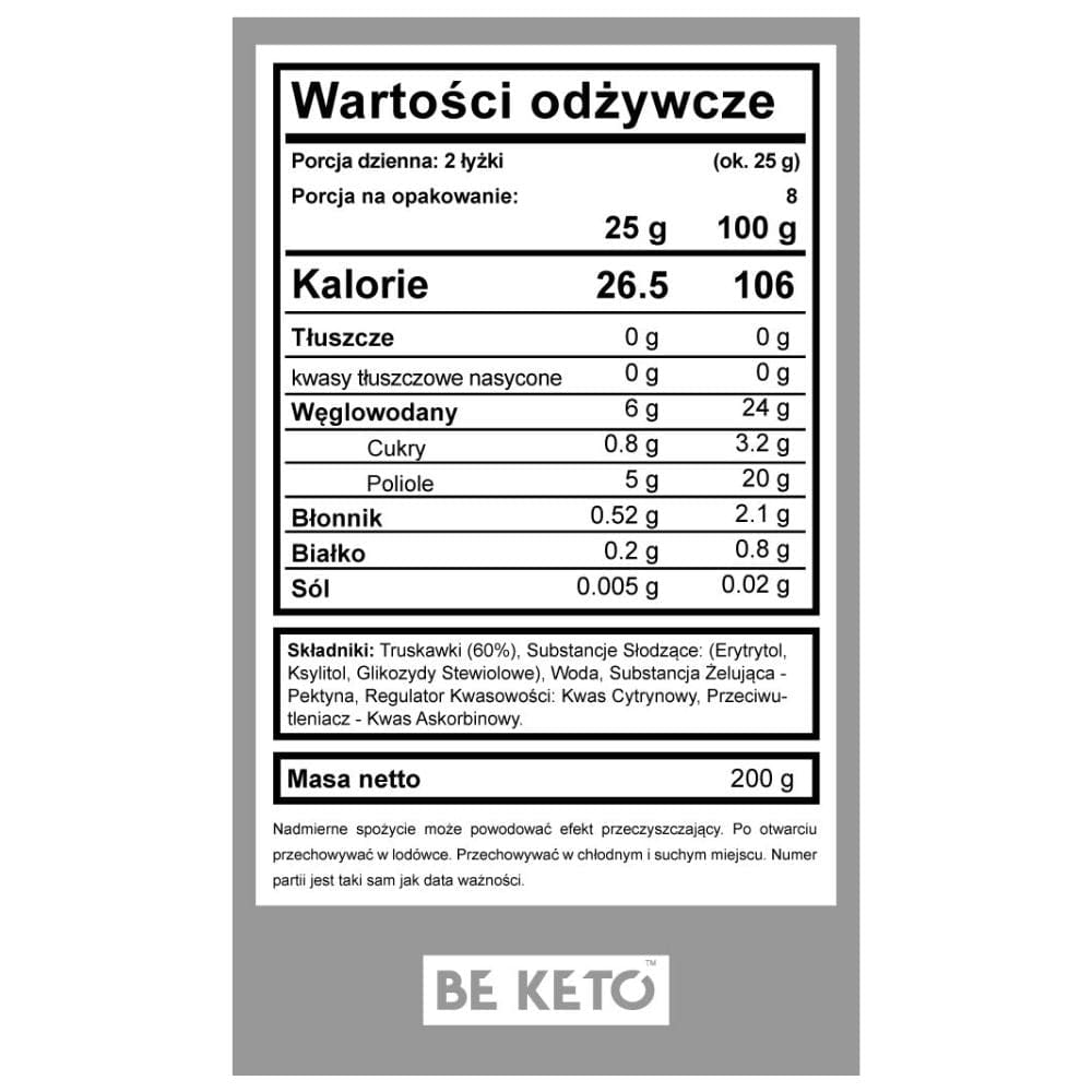 BeKeto Keto Jam, Very Strawberry - 200 g
