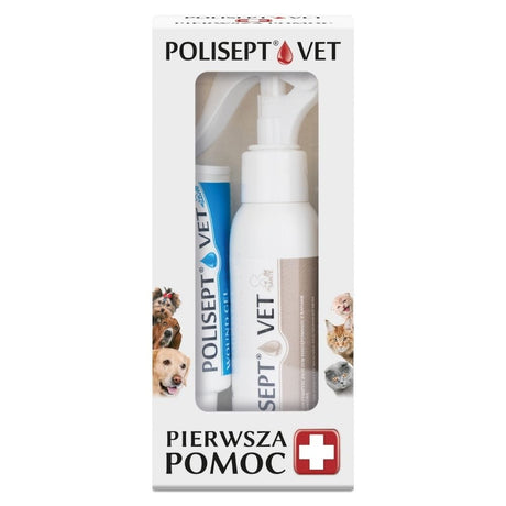JM Sante Polisept Vet First Aid Kit for Dogs and Cats - Disinfectant Spray + Gel Dressing