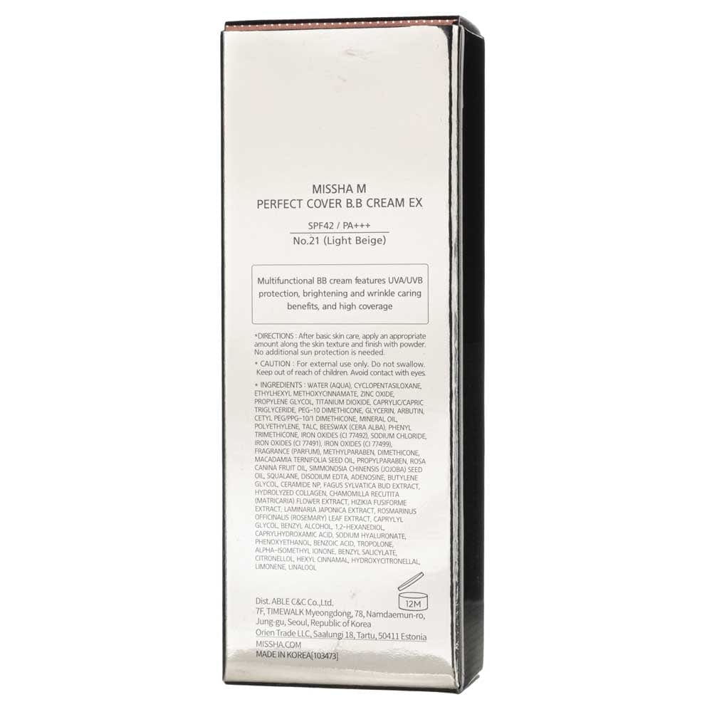 Missha M Perfect Cover B.B Cream SPF 42 PA+++ NO.21 Light Beige - 20 ml