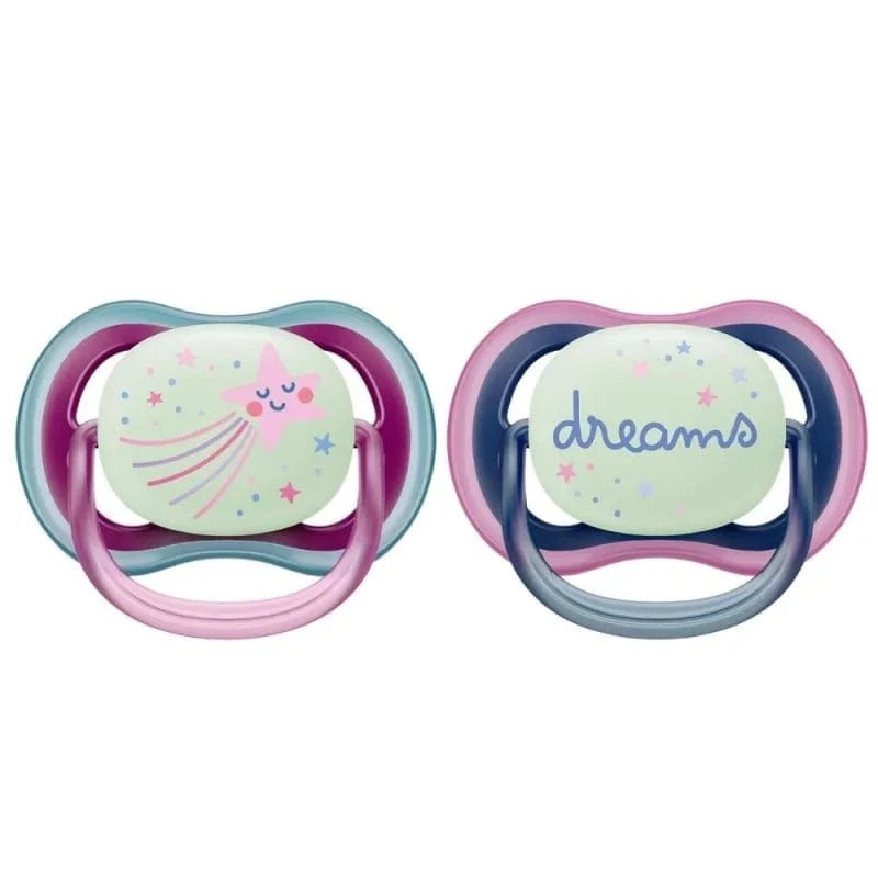 Philips Avent Ultra Air Nighttime Pacifier, 6-18 Months, Girl - 2 Pieces