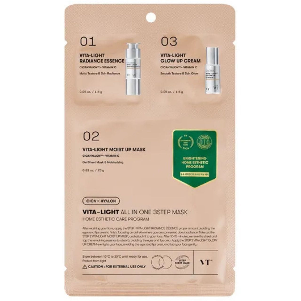 VT Cosmetics Vita Light All In One 3-Stage Brightening Mask - 1 Piece