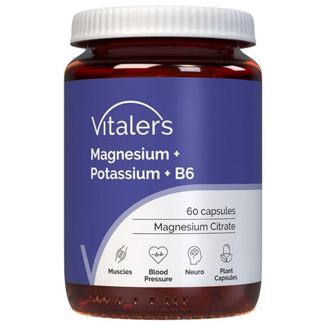 Vitaler's Magnesio 100 mg + Potasio 150 mg + Vitamina B6 6 mg - 60 cápsulas