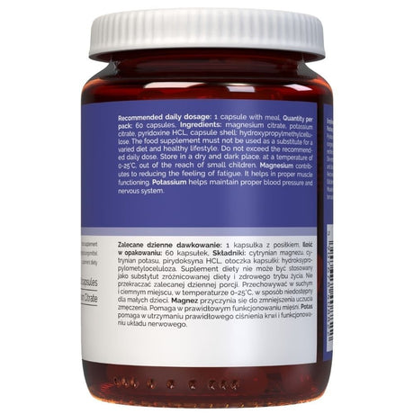 Vitaler's Magnesio 100 mg + Potasio 150 mg + Vitamina B6 6 mg - 60 cápsulas