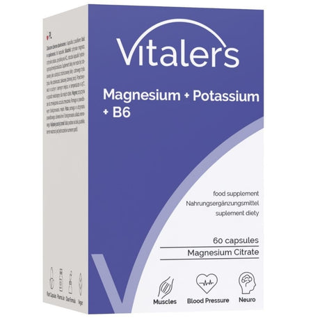 Vitaler's Magnesio 100 mg + Potasio 150 mg + Vitamina B6 6 mg - 60 cápsulas