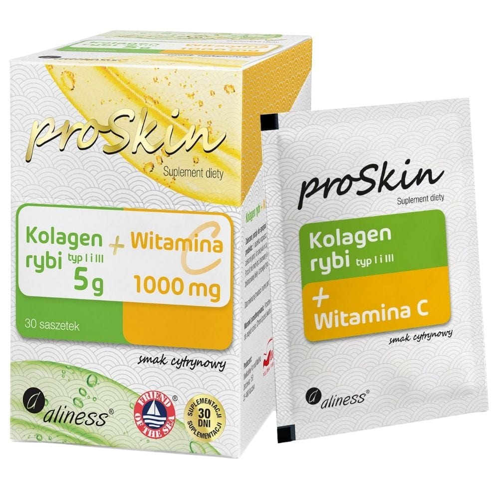 Aliness proSkin Fish Collagen 5 g + Vitamin C 1000 mg, Lemon - 30 Sachets