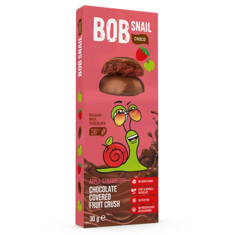 Bob Snail Apple & Strawberry Snack in Belgian Chocolate, Sugar-Free - 30 g