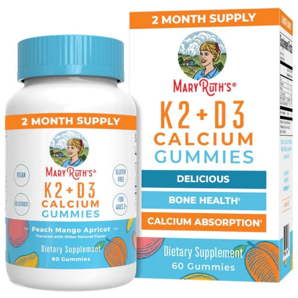 MaryRuth's K2 + D3 Calcium, Peach-Mango- Apricot - 60 Gummies