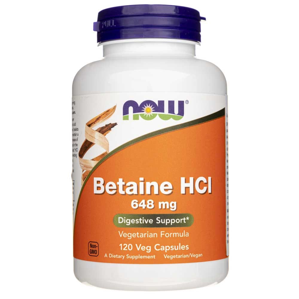 Now Foods Betaine HCL 648 mg - 120 Veg Capsules