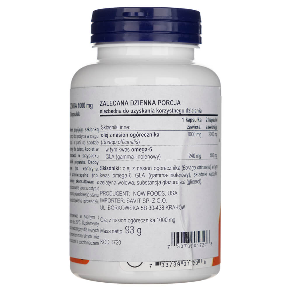 Now Foods Aceite de borraja 1000mg - 60 Cápsulas blandas