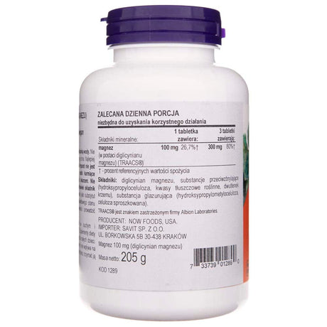Now Foods Magnesium Glycinate 100 mg - 180 Tablets
