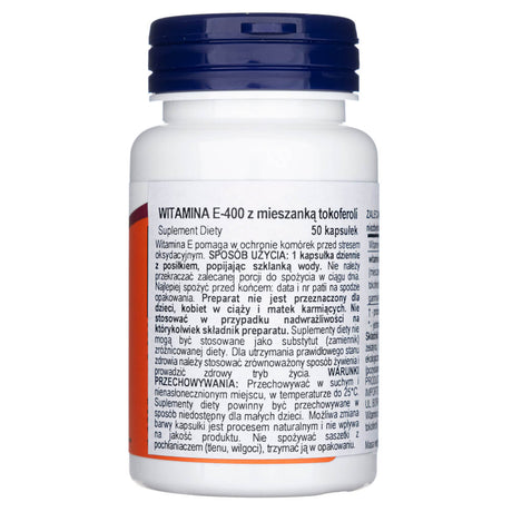 Now Foods Vitamin E-400 With Mixed Tocopherols - 50 Softgels