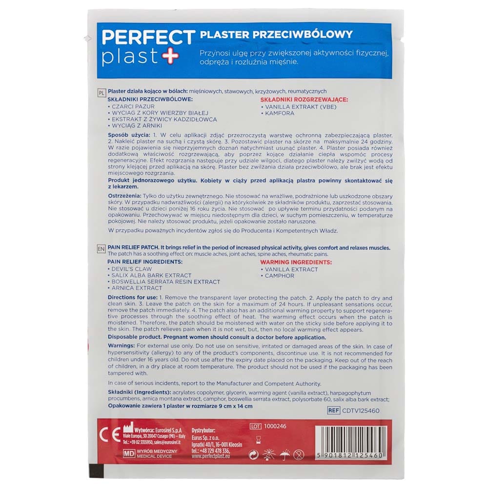 Perfect Plast Pain-Relieving Patch with Arnica Extract 9 x 14 cm - 1 piece