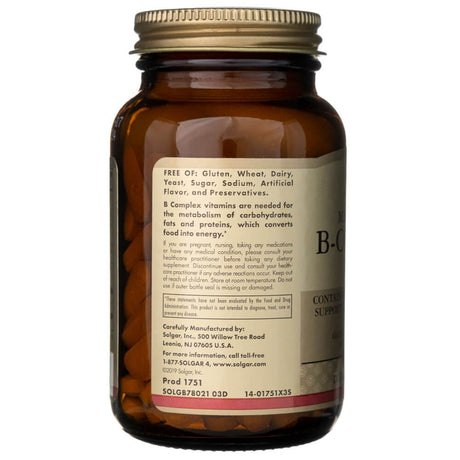 Solgar Megasorb B-Complex "50" - 100 Tablets