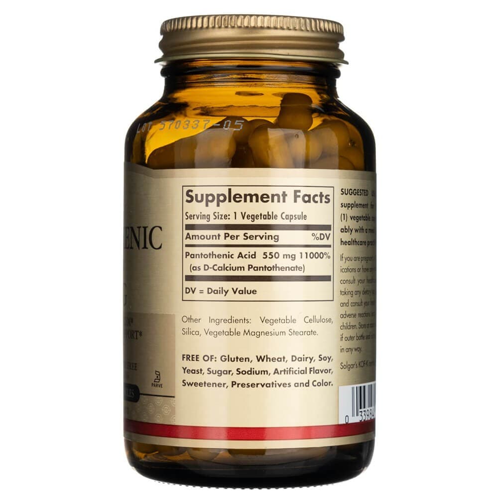 Solgar Pantothenic Acid 550 mg - 100 Capsules