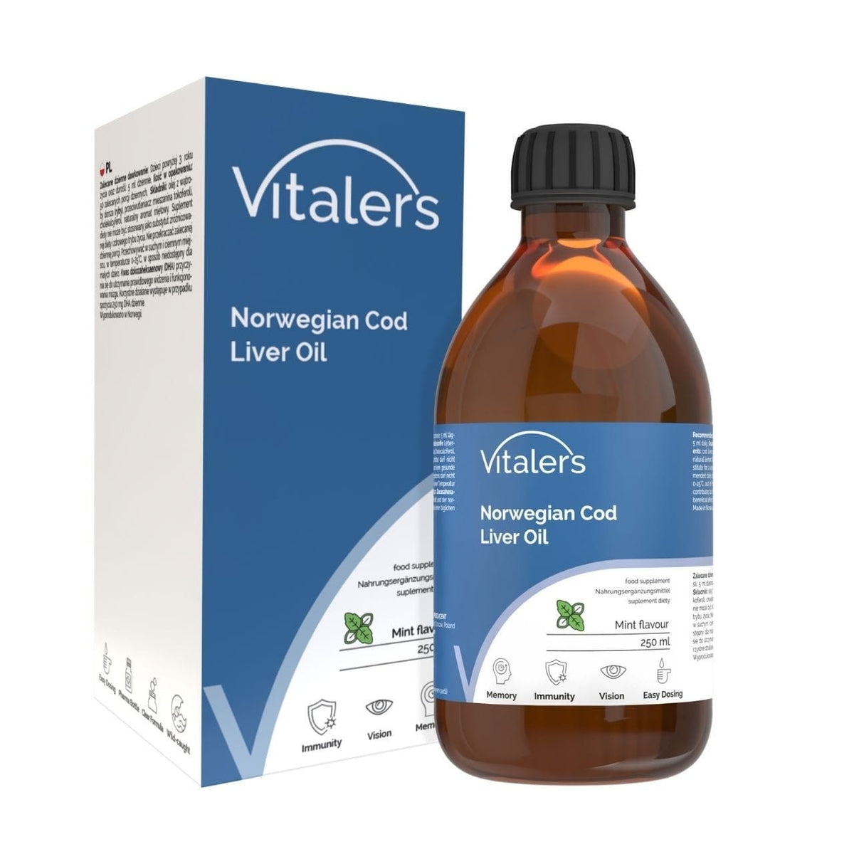 Vitaler's Omega-3 Norwegian Cod Liver Oil 1250 mg, Mint - 250 ml