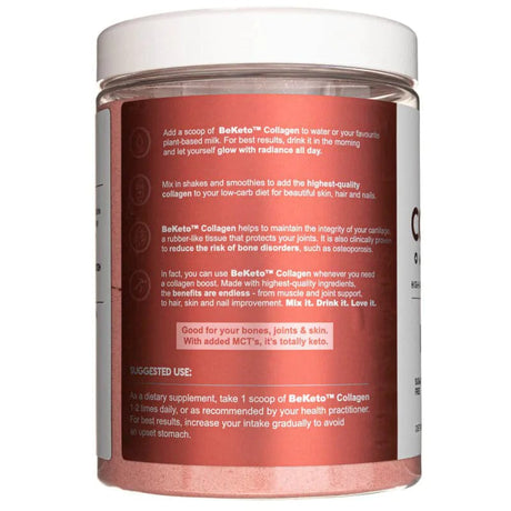 BeKeto Keto Collagen with MCT Oil, Fresh Strawberry - 300 g